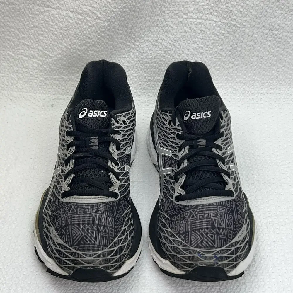 ASICS Gel Nimbus 18 Women’s 8 Black Gray Silver Running Shoes T580N